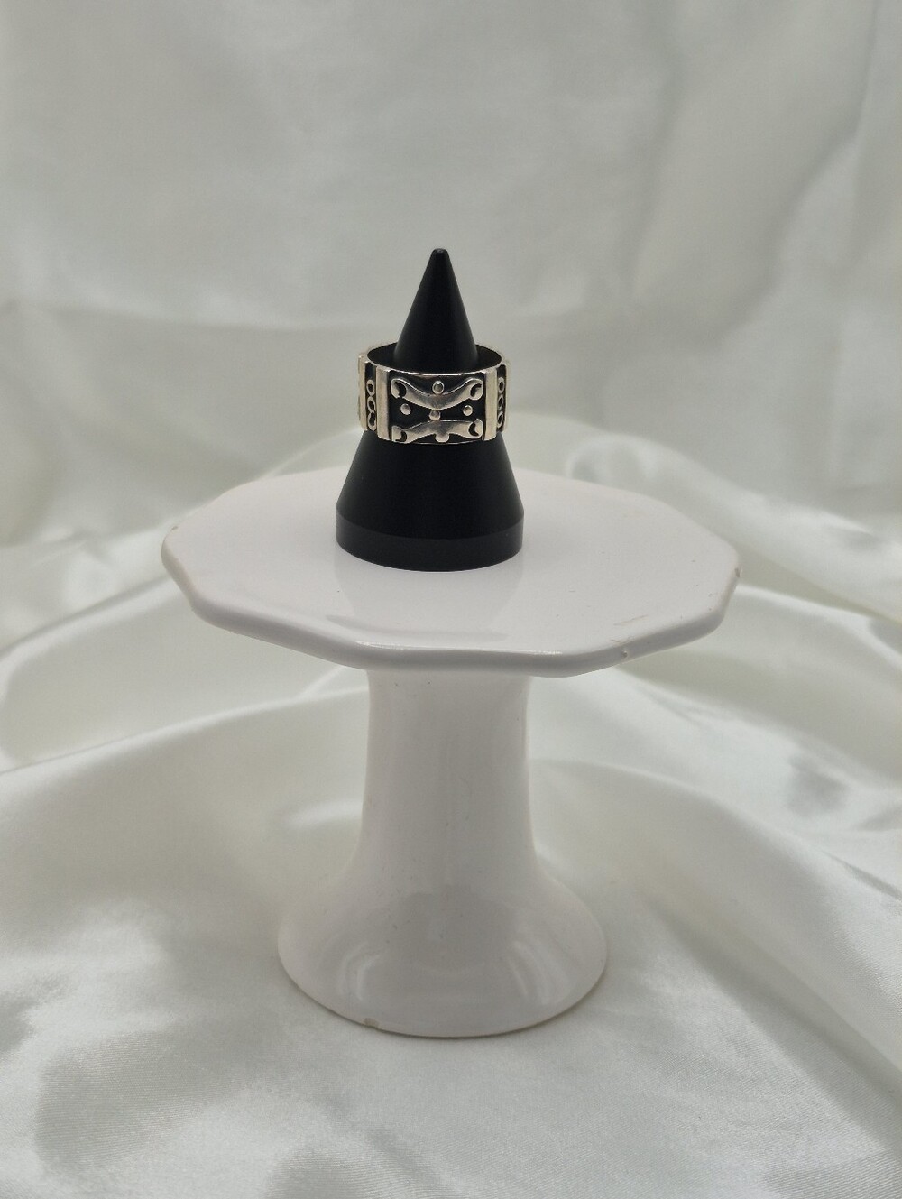 TAXCO MEXICO Men ? Sterling Silver EAGLE 3 "CHH" Wide Band Ring Size 10 Band - Picture 6 of 7